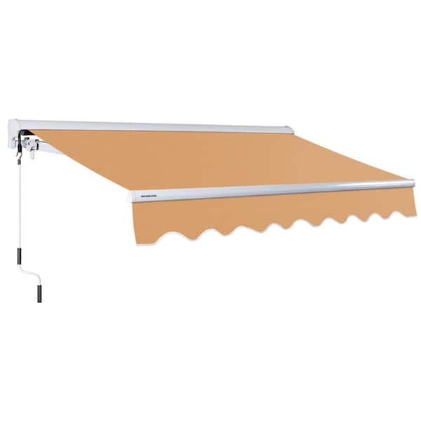 12 ft. Luxury Series Semi-Cassette Manual Retractable Patio Awning, Khaki (10 ft. Projection)