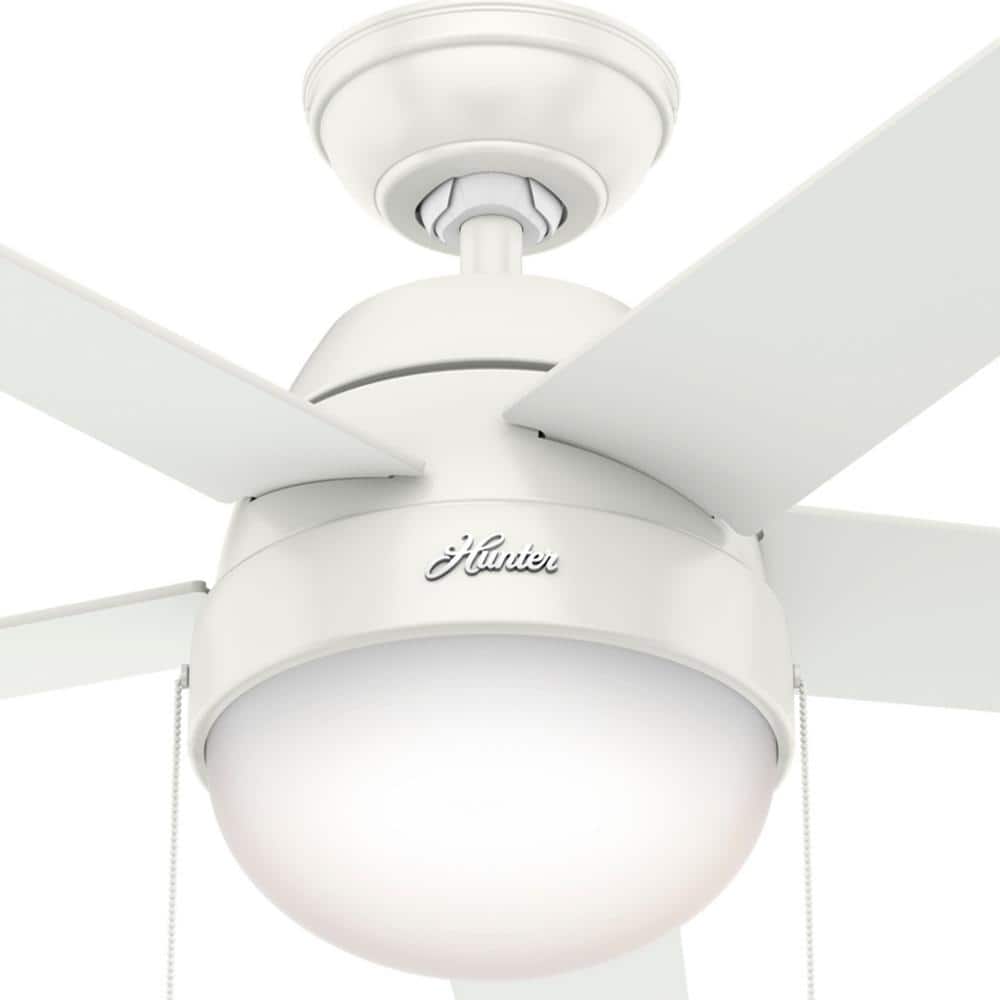 46" Fresh White and Natural Wood Ceiling Fan with LED Light