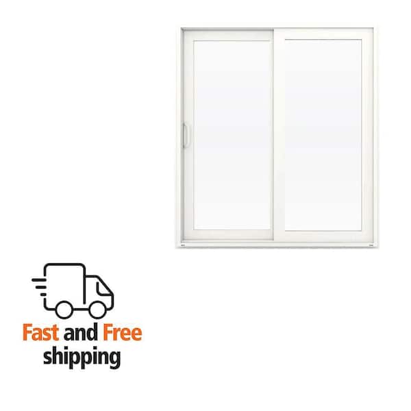 V-4500 72 in. x 80 in. White Vinyl Left-Hand Sliding Patio Door with Low-E Argon Glass and Blinds (Screen Included)