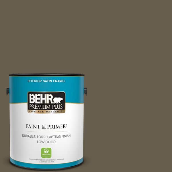 BEHR PREMIUM PLUS 1 gal. #N320-7 Primitive Satin Enamel Low Odor Interior Paint & Primer