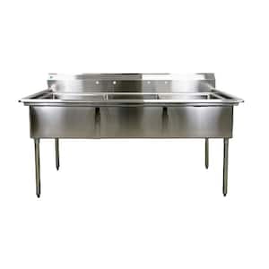 77 in. Stainless Steel 3-Compartments Commercial Sink