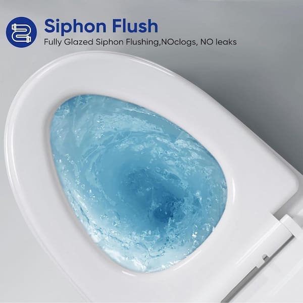 1.1/1.6 GPF Elongated Dual Flush 1-Piece Toilet in Glossy White with Soft Close Seat, Seat Included