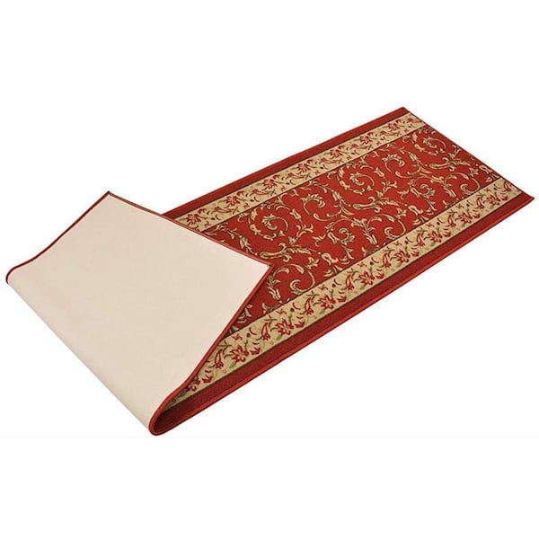 Veronica Cut to Size Red Color 31.5 Width x Your Choice Length Custom Size  Slip Resistant Runner Rug