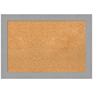 Brushed Nickel 27.38 in. x 19.38 in. Framed Corkboard Memo Board