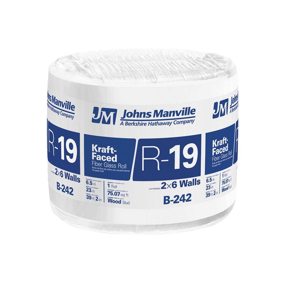 Johns Manville R 19 Kraft Faced Fiberglass Insulation Roll 23 in