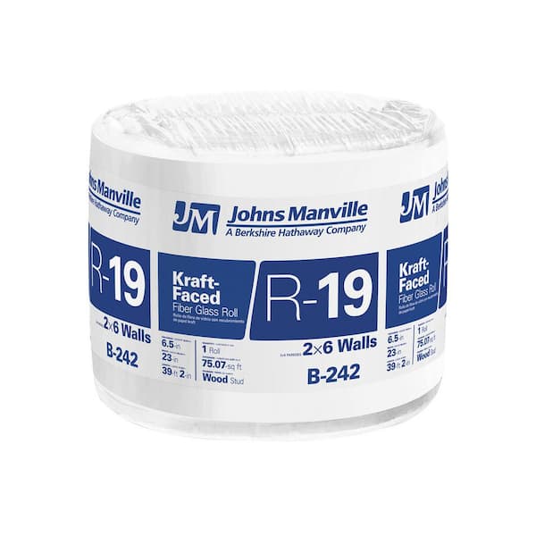 Johns Manville R 19 Kraft Faced Fiberglass Insulation Roll 23 in