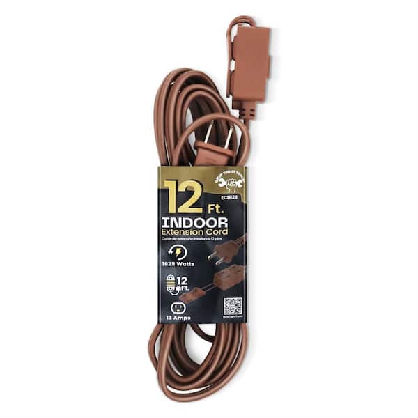 GRIP TIGHT TOOLS 12 ft. 16/2 SPT, Indoor Household Extension Cord, Brown