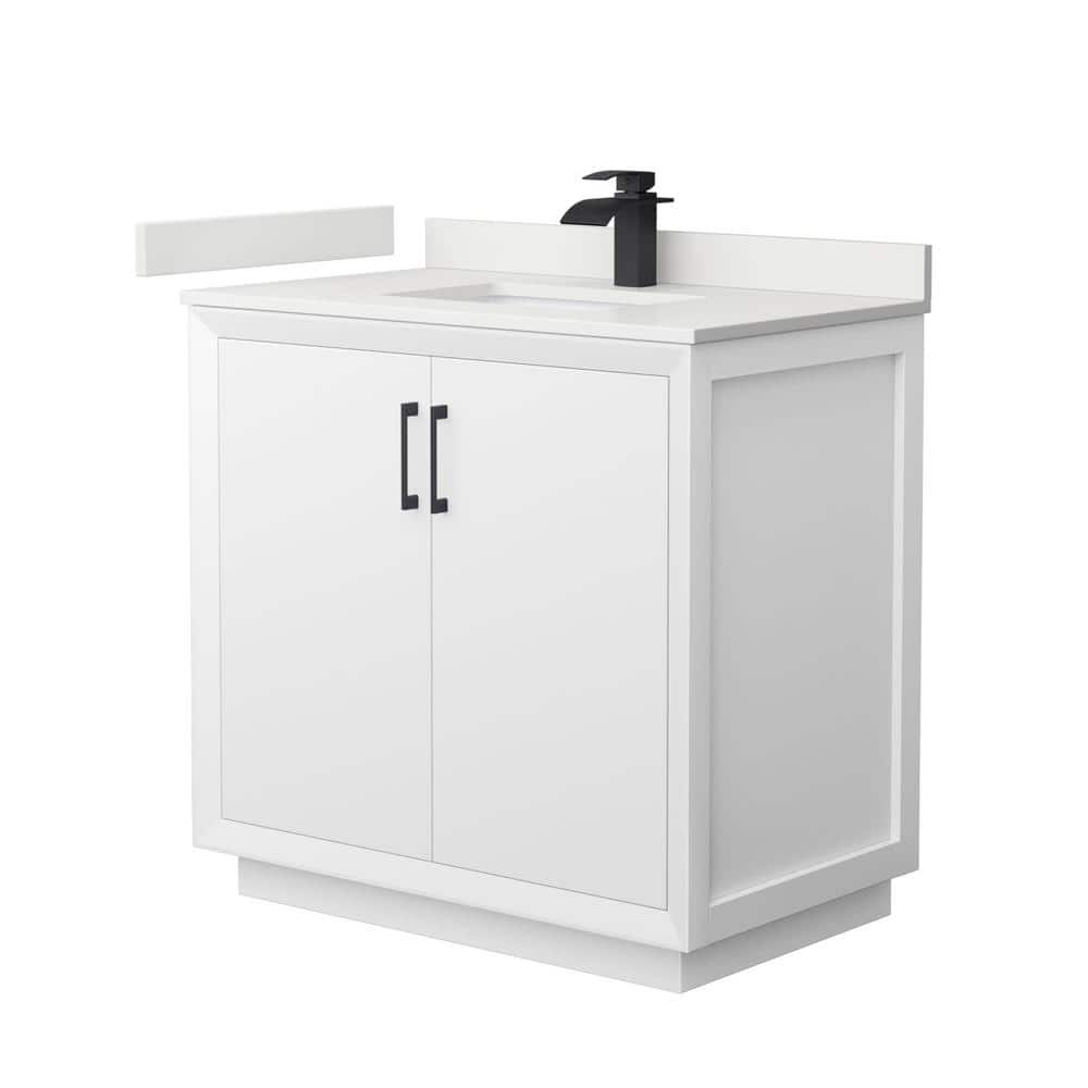 Strada 36 in. W x 22 in. D x 35 in. H Single Bath Vanity in White with White Quartz Top price history on PriceWatchPro