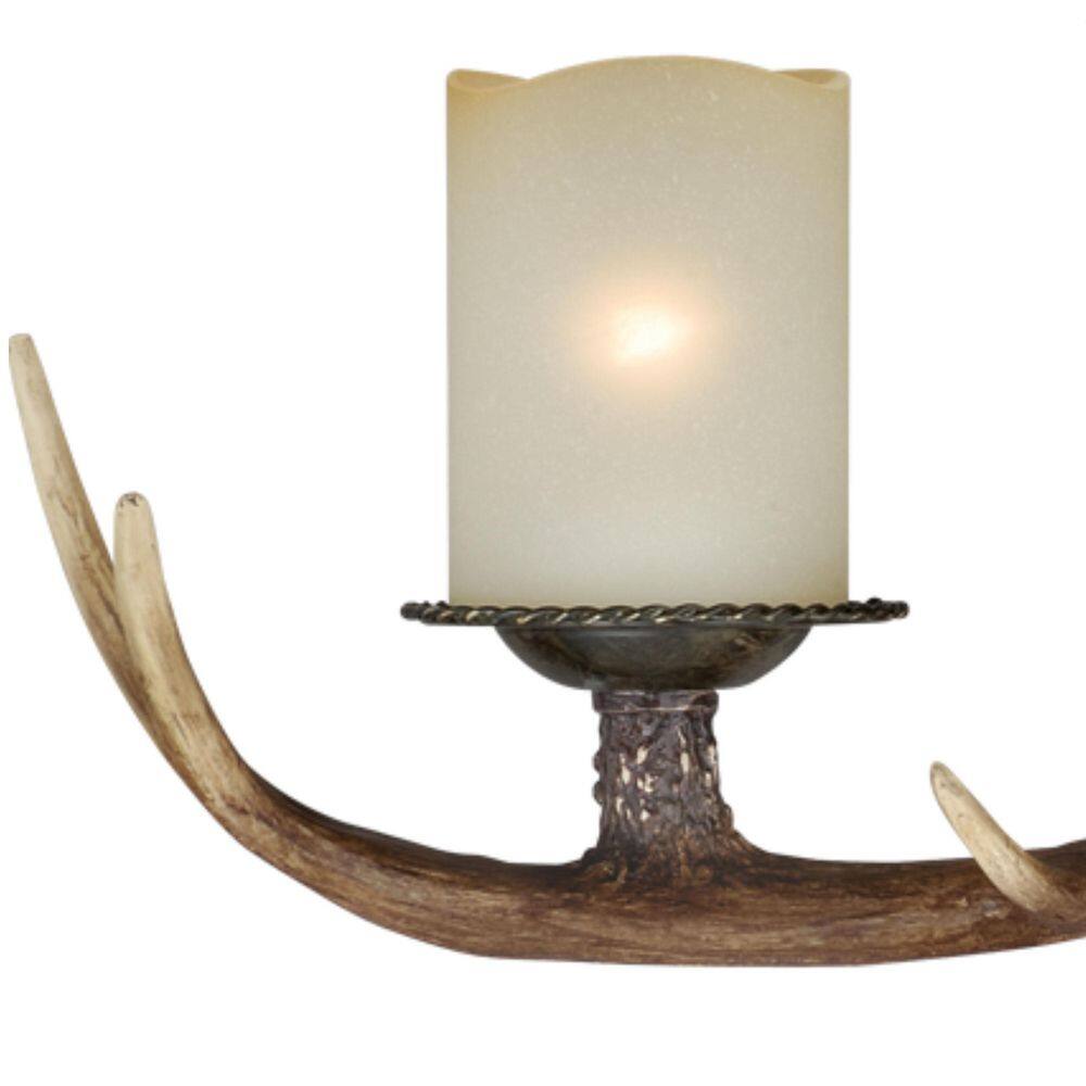 Rustic Brown Antler 3-Light Vanity with Creme Cognac Glass