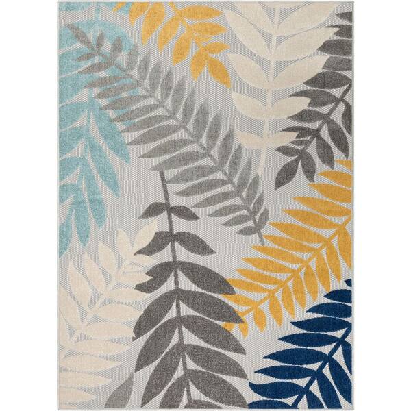 Well Woven Dorado Mariah Modern Floral Grey 3 ft. 11 in. x 5 ft. 3 in. High-Low Indoor/Outdoor Area Rug