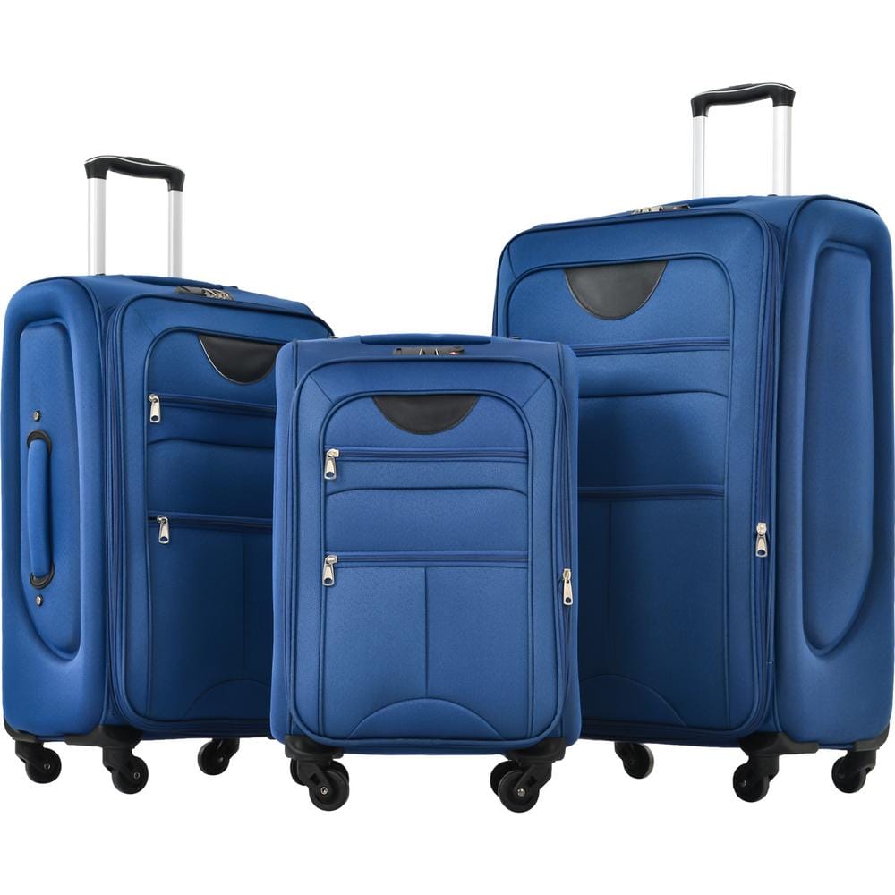 Merax Navy and Brown Lightweight Durable 3-Piece Expandable ABS Hardshell  Spinner Luggage Set with TSA Lock CJXB002AAJ - The Home Depot