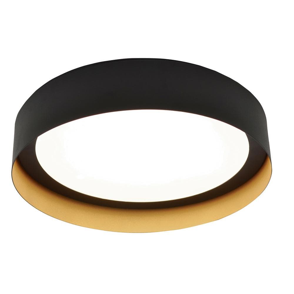 Modern Edge-Lit Black and Gold 12" LED Flush Mount Light