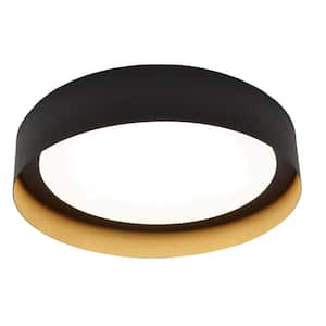 Reveal 16 in. 31-Watt Black and Gold Integrated LED Flush Mount