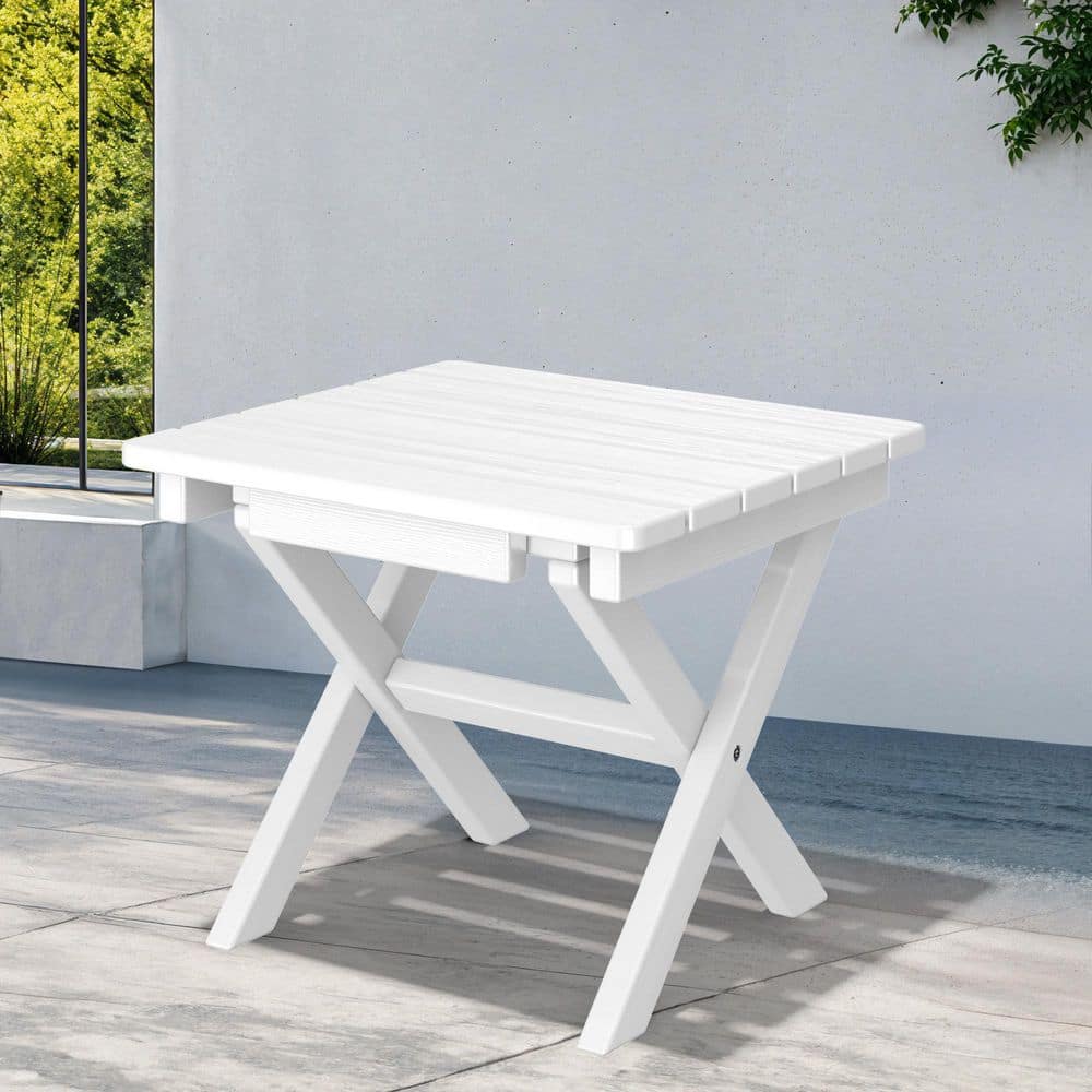 White HDPE Plastic Portable Patio End Table Folding Outdoor Coffee Table price history on PriceWatchPro