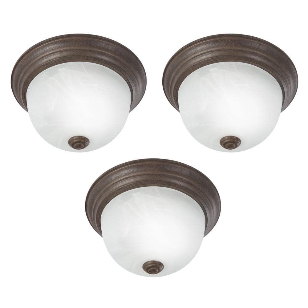 Flush Mount Lighting Series 1-Light Dark Brown Flush Mount with Alabaster Glass Shade price history on PriceWatchPro