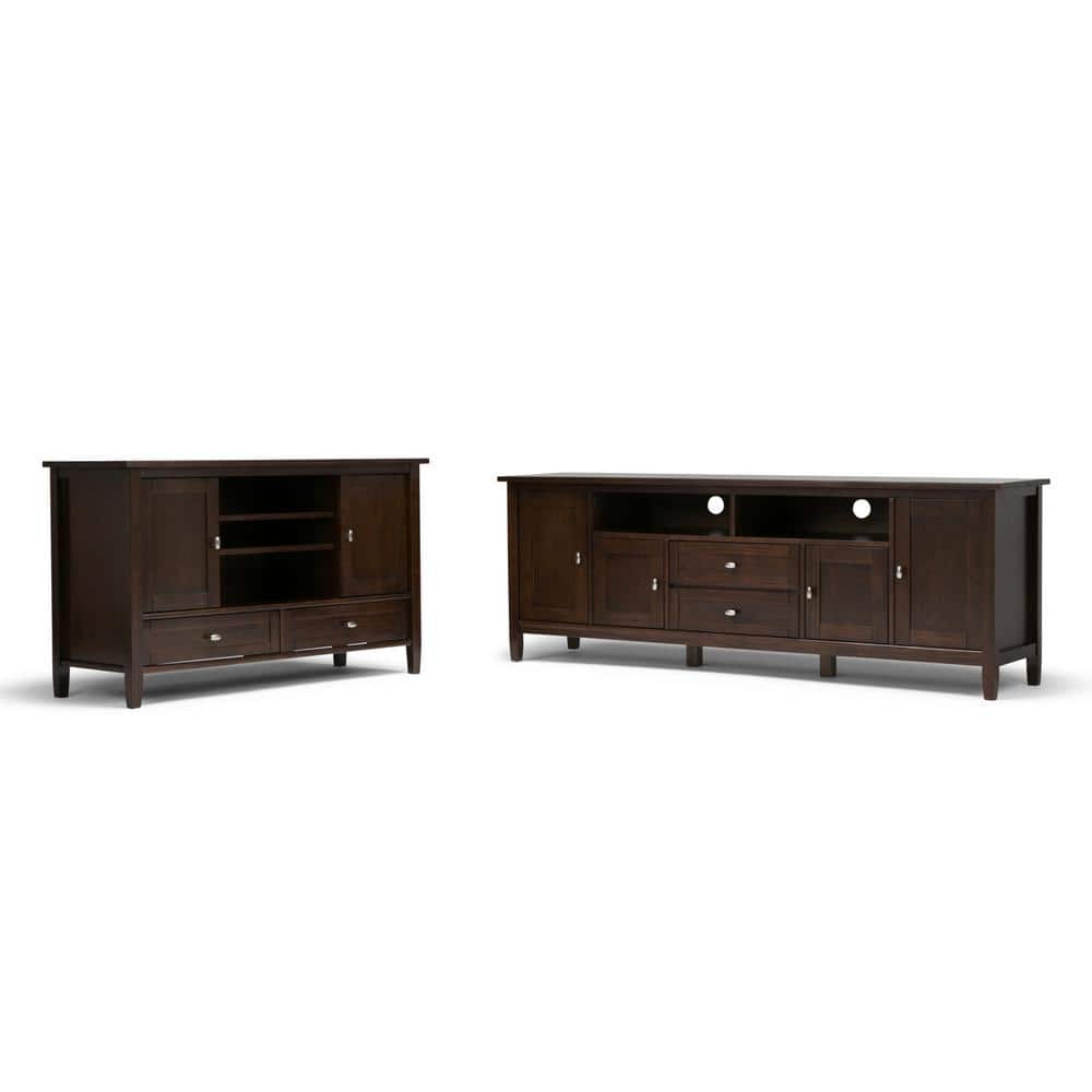 Tobacco Brown Solid Pine 47" TV Media Stand with Cabinets
