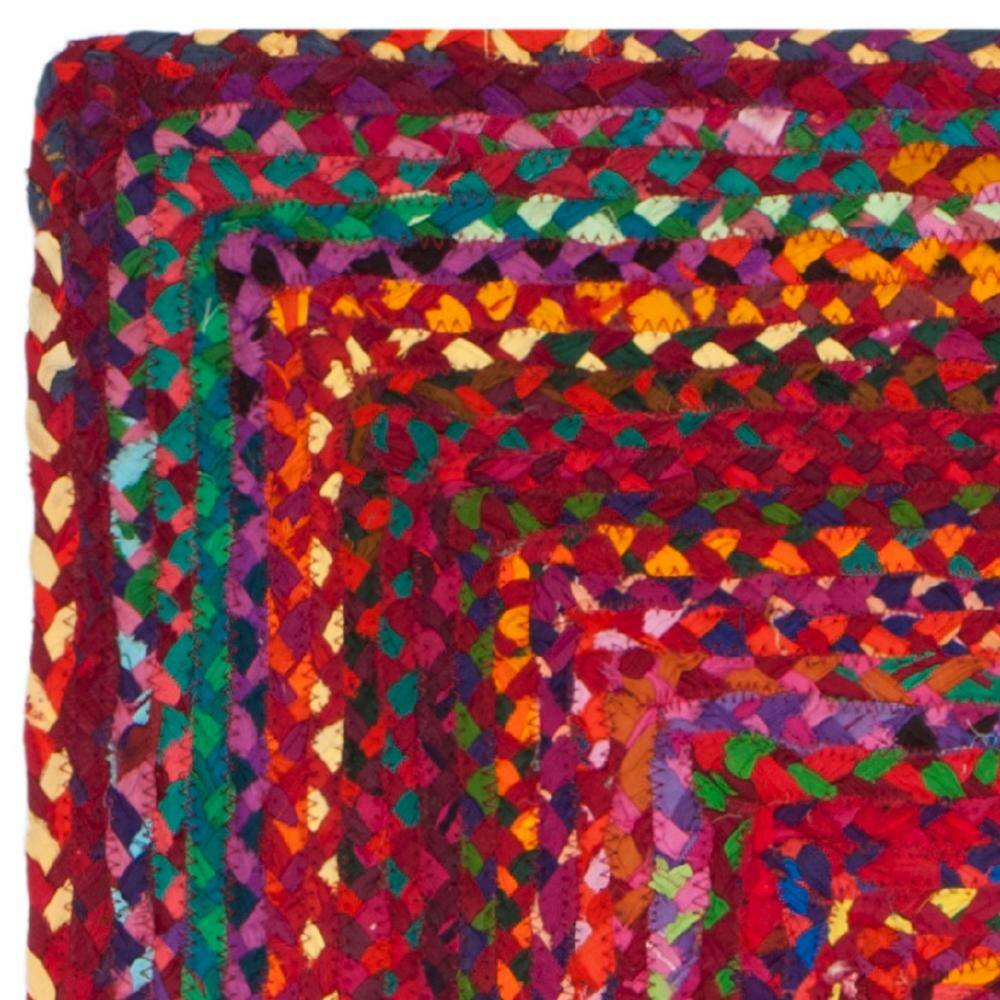 Handmade Braided Red and Multicolor Wool Cotton Runner Rug