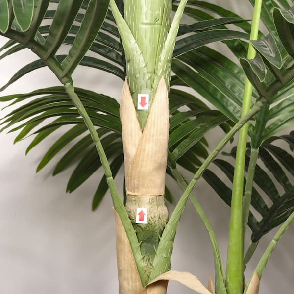 6 ft. Artificial Double Stalk Golden Cane Palm Tree with Black Pot