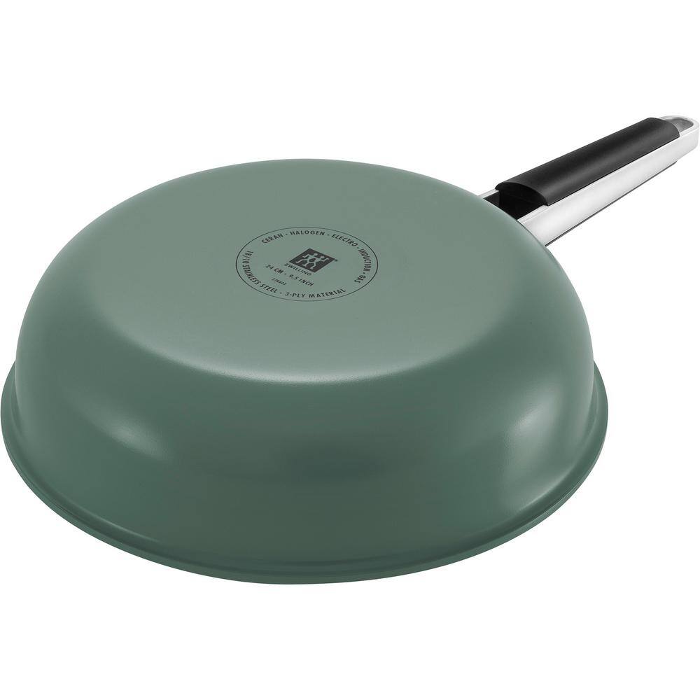 11" Green Stainless Steel Ceramic Nonstick Fry Pan