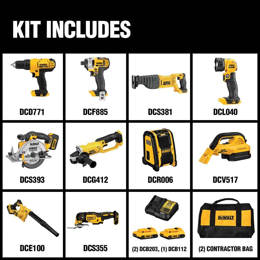 20V MAX Yellow and Black 10-Tool Cordless Combo Kit