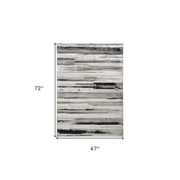 4 ft. x 6 ft. Black and Silver Abstract Area Rug
