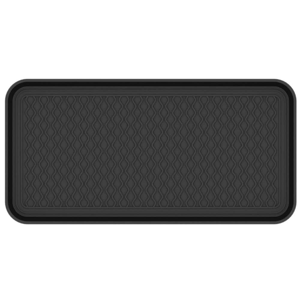 Ottomanson Easy Clean Waterproof Indoor/Outdoor Rubber Boot Tray 15 x 30 Black