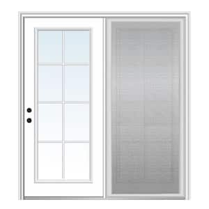 72 in. x 80 in. Full Lite Primed Fiberglass Smooth Stationary Patio Glass Door Panel with Screen