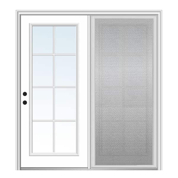 MMI DOOR 72 in. x 80 in. Full Lite Primed Fiberglass Smooth Stationary Patio Glass Door Panel with Screen