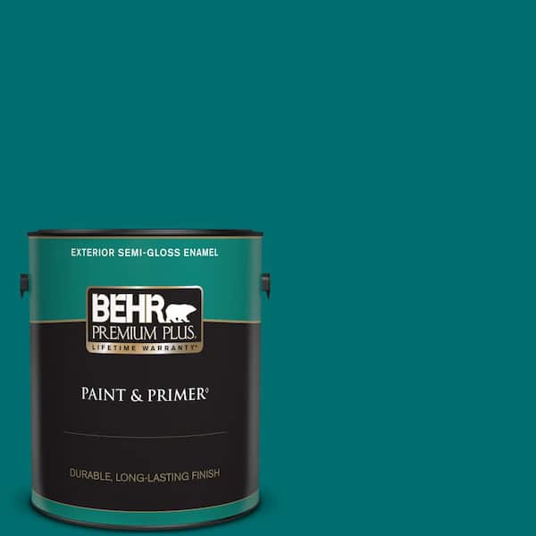 BEHR PREMIUM PLUS 1 gal. #P460-7 Caribbean Current Semi-Gloss Enamel Exterior Paint & Primer