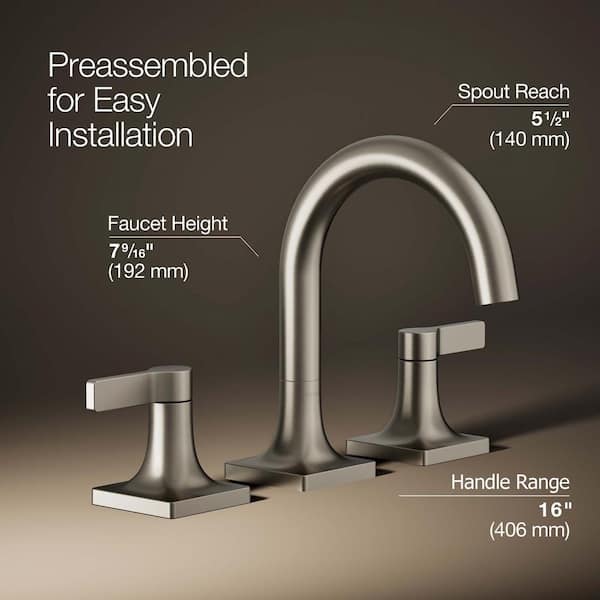KOHLER Venza 8 in. Widespread Double Handle Bathroom Faucet in Vibrant Brushed Nickel