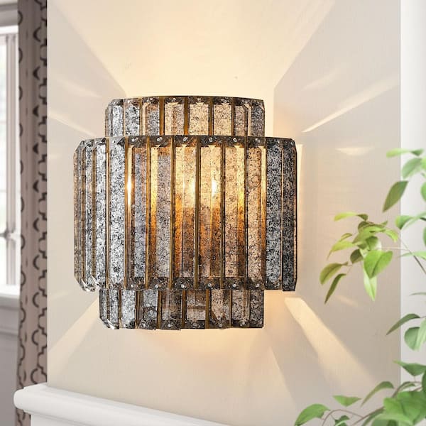 Parrot Uncle 5.1 in. 1-Light Indoor Black Crystal Wall Sconce