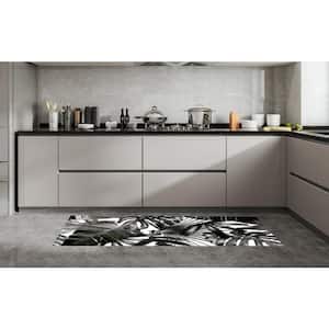 Black Leaves 19.6 in. x 55 in. Anti-Fatigue Kitchen Runner Rug Mat