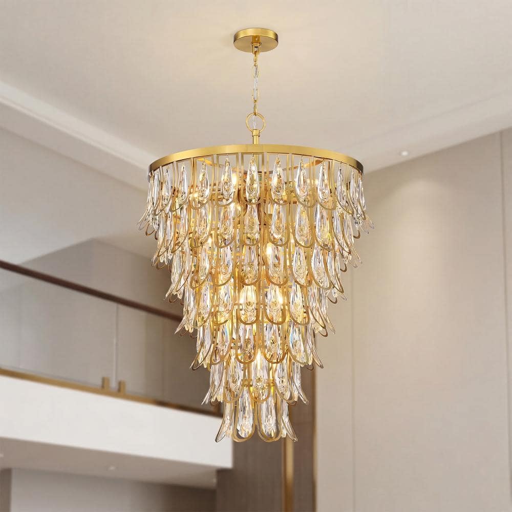 23.5 in. 12-Light Chrome K9 Crystal Waterfall Chandelier for Dining Room and Entryway price history on PriceWatchPro