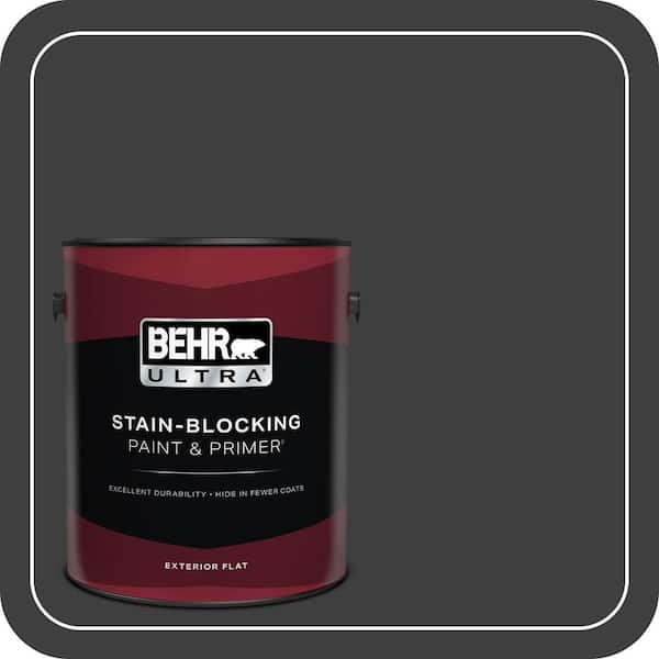BEHR ULTRA 1 gal. Black Flat Exterior Paint & Primer