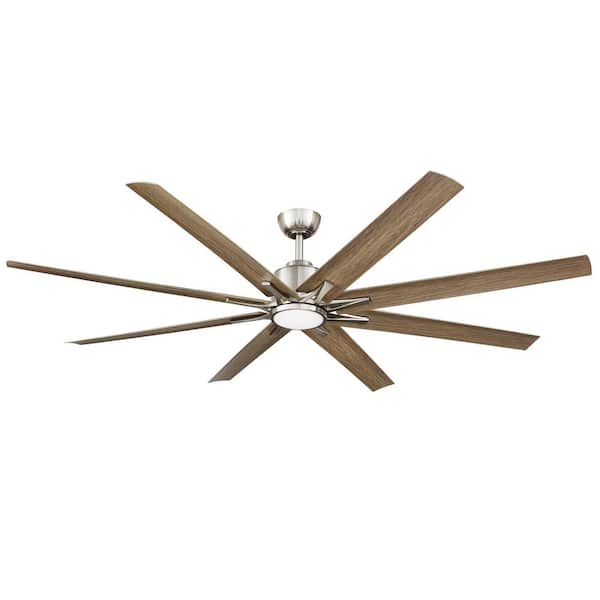 Kensgrove II 72 in. Smart Indoor/Outdoor Brushed Nickel Ceiling Fan with Remote Included Powered by Hubspace