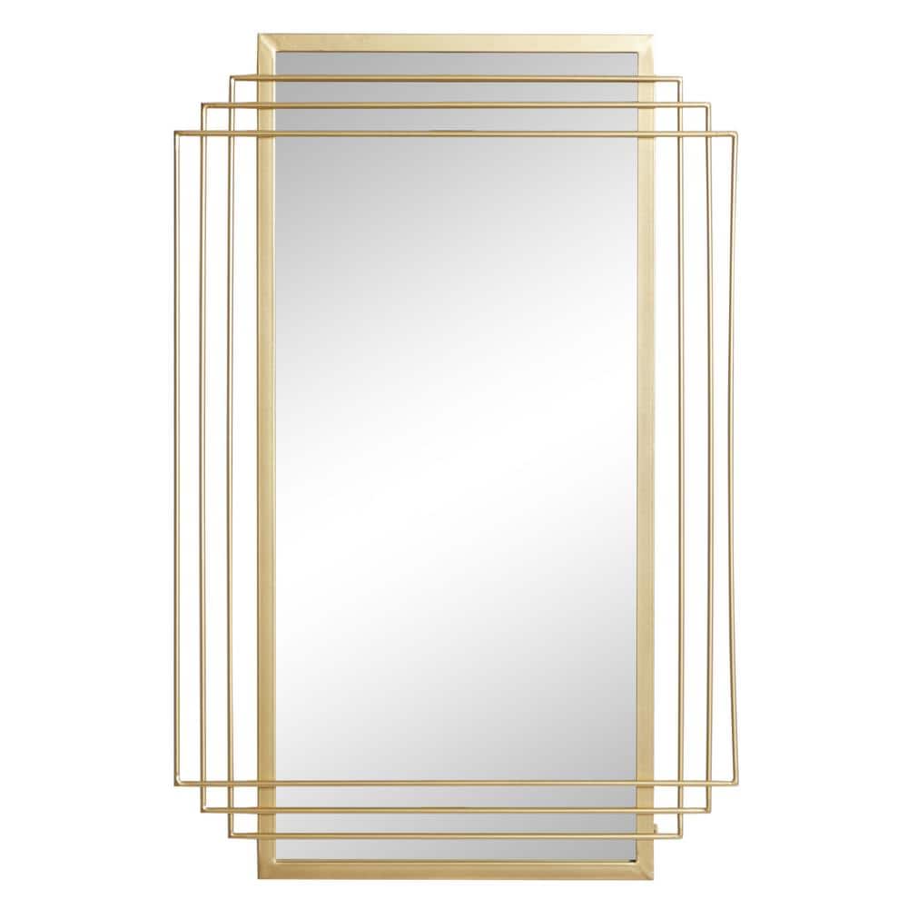 LITTON LANE Rectangular Gold Metal Layer Framed Wall Mirror, 24