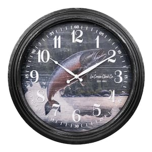 15.75 in. Indoor/Outdoor Black River Run Salmon Quartz Wall Clock