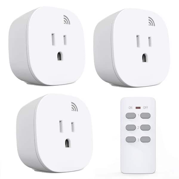 120V Wireless Outlet Light Switch with Remote Control Up to 100 ft Range for Household Appliances (3-Outlets 1-Remote)