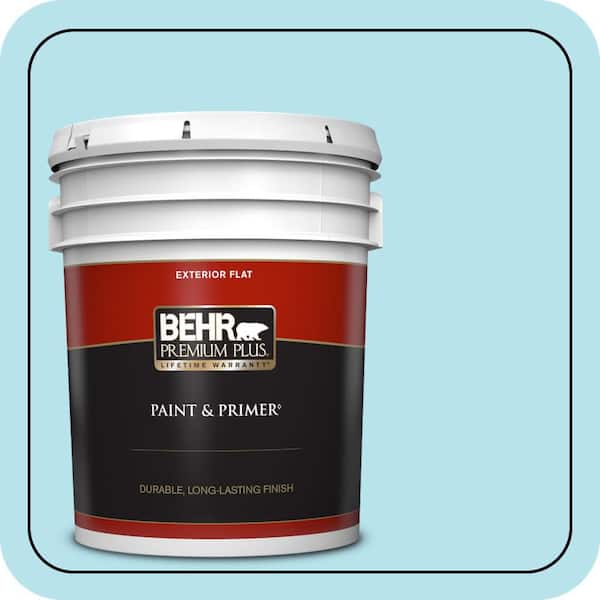 BEHR PREMIUM PLUS 5 gal. #P490-1 Ocean Front Flat Exterior Paint & Primer