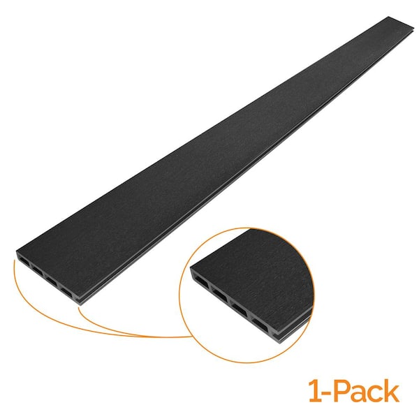 OUTDECO 5.5" x 72" x .75" Wood Plastic Composite Fence Board, Tongue & Groove Topper, Sanded Finish - Charcoal
