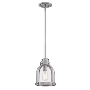 Cindy 1-Light Brushed Nickel Shaded Mini Pendant with Clear Glass