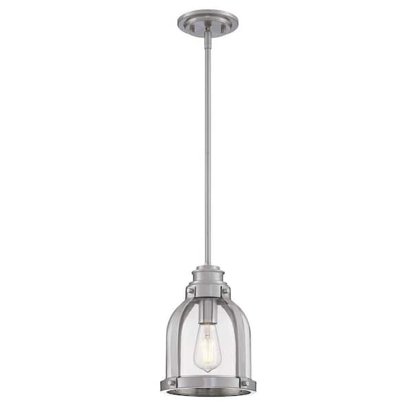 Westinghouse Cindy 1-Light Brushed Nickel Shaded Mini Pendant with Clear Glass