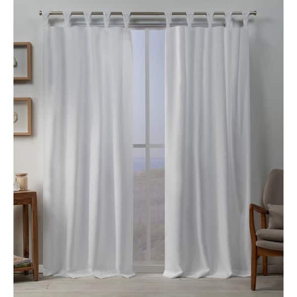EXCLUSIVE HOME Loha Winter White Solid Light Filtering Braided Tab Top Curtain, 54 in. W x 108 in. L (Set of 2)
