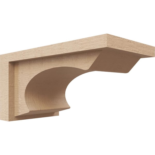 Ekena Millwork 5 in. x 5 in. x 10 in. Series 3 Wide Emerson Rough Cedar Woodgrain Timberthane Polyurethane Corbel, Primed Tan