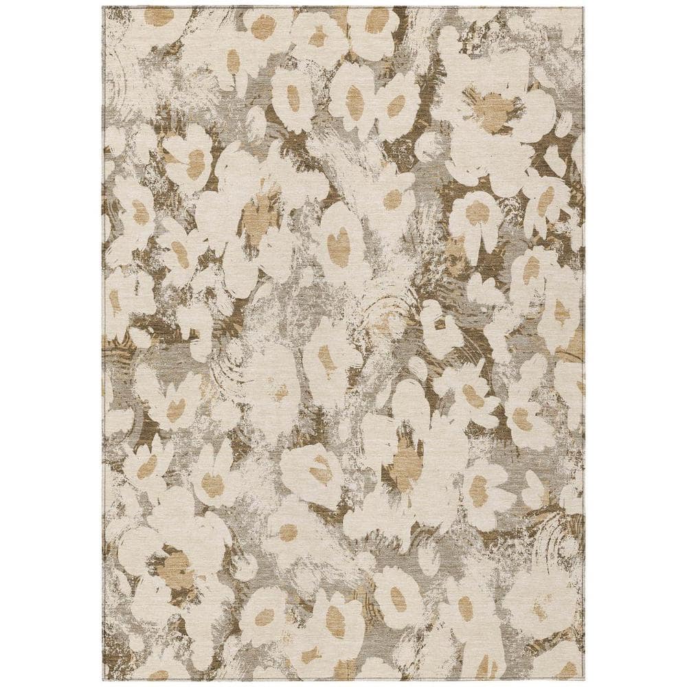 Khaki 3 ft. x 5 ft. Woven Floral Rectangle Indoor/Outdoor Area Rug price history on PriceWatchPro