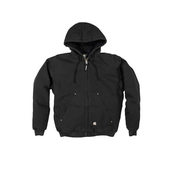 Berne Men's 4 XL Regular Black 100% Cotton Quilt Lines Original Washed Hooded Jacket