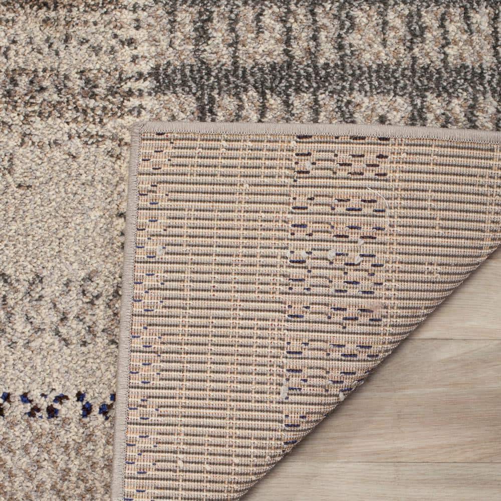 Grey Multi Geometric 3' x 5' Hand-Knotted Synthetic Area Rug