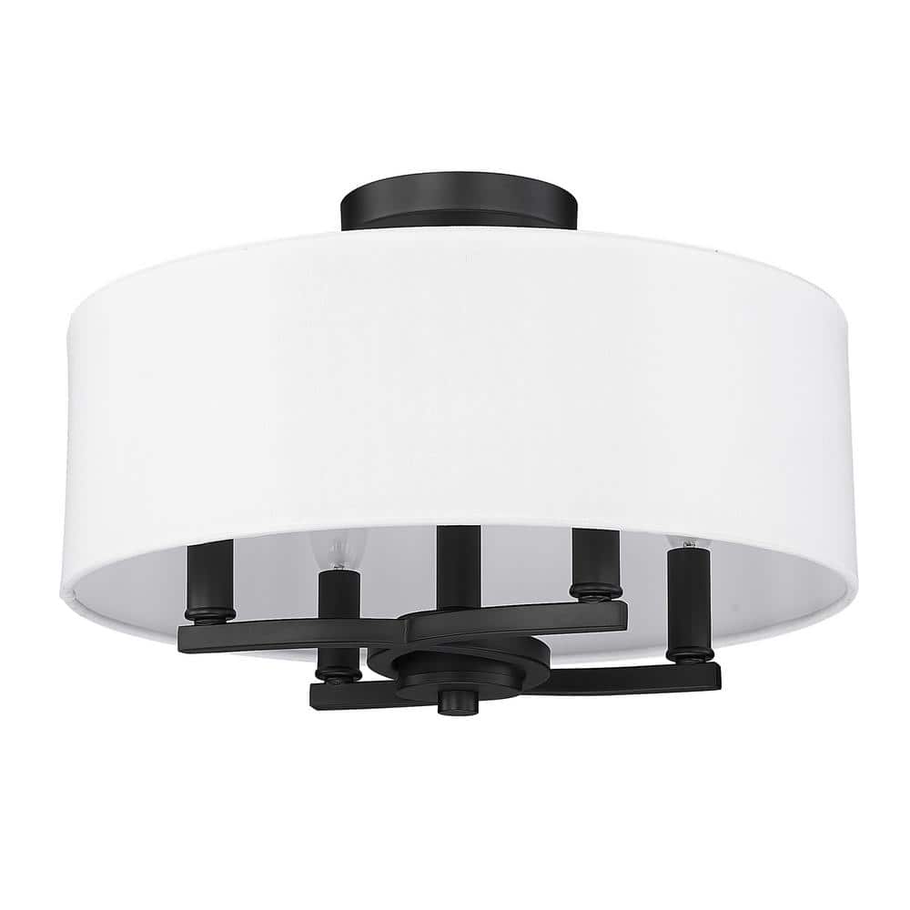 Eliana Matte Black and Modern White 4-Light Semi-Flush Mount
