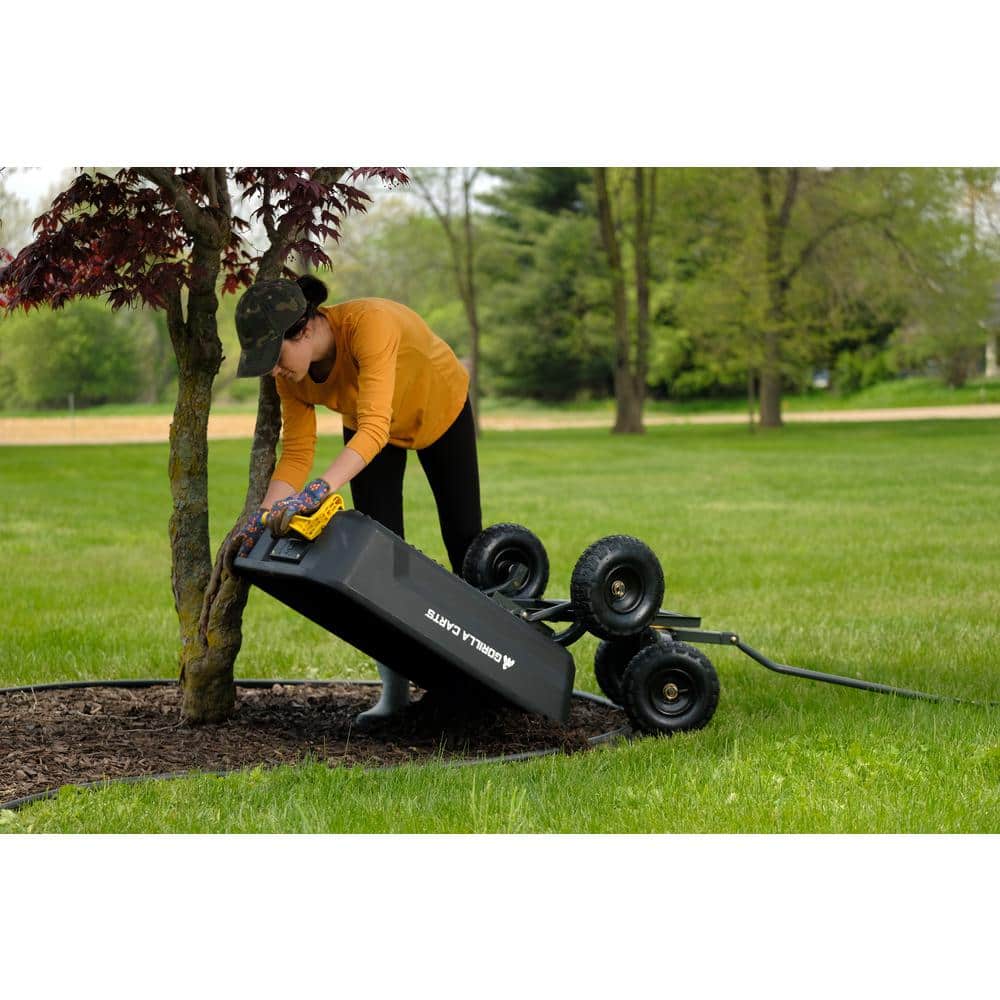 Gorilla 4 Cu. Ft. Black Poly Garden Dump Cart with Steel Handle