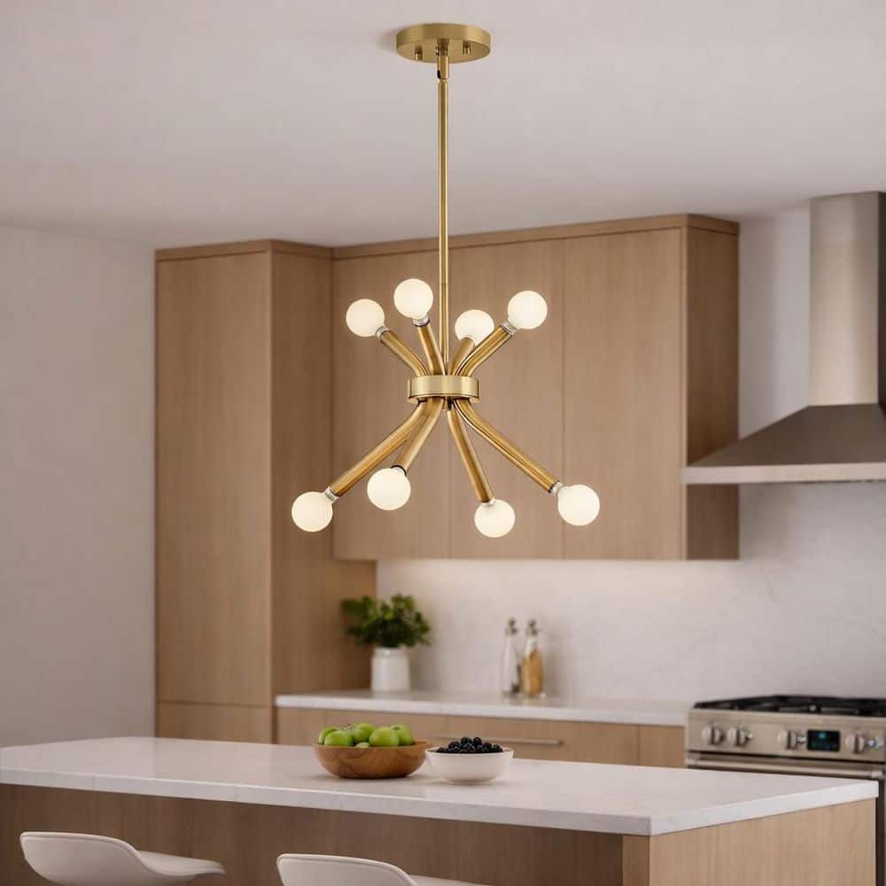 LARK Axton 8-Light Lacquered Brass Pendant Light 83853LCB - The